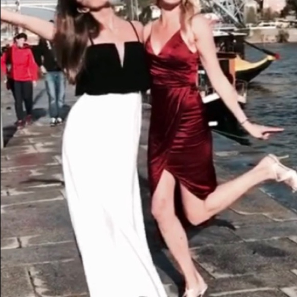 Burgundy Knee-Length Dress